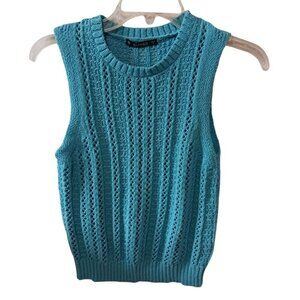 Dunnes Stores Sleeveless Sweater Vest  Knit Tank Top turquoise Small